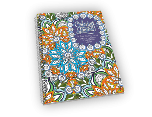 Spiral-bound coloring journal with flower cover.