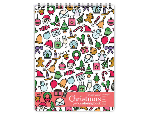 Adult Christmas Coloring Book, Topbound with 26 Images